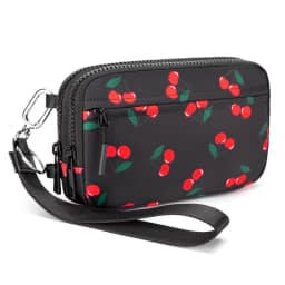 Wristlet Wallets for Women Nylon Quilted Wallet with 4 Zippers, Travel Credit Card Holder Cell Phone Organizer