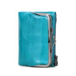 Contact'S Genuine Leather Wallet Women Small Metal Frame Purse Ladies Hasp and Zipper Coin Pocket Credit Card Holder