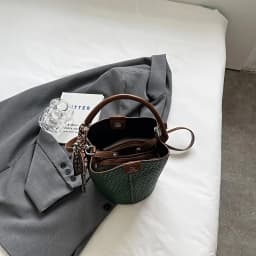 Fashionable Women's Bucket Bag, Stylish Solid Color Woven Effect Handbag Shoulder Bag and Crossbody Bag, Can Be Carried By Hand