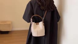 Fashionable Women's Bucket Bag, Stylish Solid Color Woven Effect Handbag Shoulder Bag and Crossbody Bag, Can Be Carried By Hand