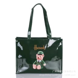 Cartoon Print PVC Waterproof Tote Bag for Women, Casual Portable Shoulder Handbag, Outdoor Shopping Commuting Daily Use Bag 