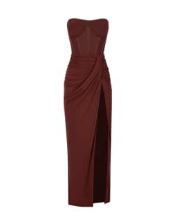 Summer New Women's Sexy Breast Wrapping, Backless Dress Red Wrinkled Hem Split Party Ceremonial Dress Long Dress