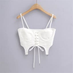 Summer cami tops women 2024 white crop top sexy black corset top cute lace up knit cami top fashion tube tops pothook