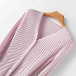 Birdtree 10%Wool 5% Natural Silk Womens' Cardigans Rib Slim Fitting Singe Breasted Solid Chic 2023 Autumn Winter Top T38145QC