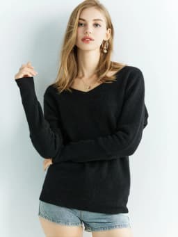 Knitted Wool Sweater Cashmere Sweaters Women's 100% Merino Wool V-Neck Vintage Pullover Winter Autumn Jumper Clothing Top Female