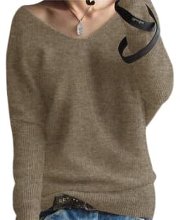 Knitted Wool Sweater Cashmere Sweaters Women's 100% Merino Wool V-Neck Vintage Pullover Winter Autumn Jumper Clothing Top Female