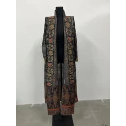 Miyake Pleated 2024 New Folded Collar Long Sleeved Retro Printed Dress Belt for Women Dubai Designer Original Fashion Loose Coat