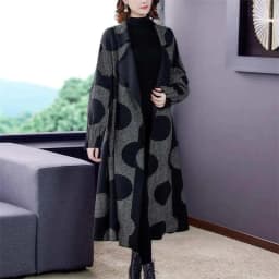 Da Bo Dian Mid length Large Flip Collar Coat Coat 2024 Autumn/Winter New Loose Mom Casual Western Wind Coat Women Commuter Coat