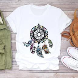 Dreamcatcher Dreamcatcher Crewneck Loose Fashion White T-shirt Women's Short-sleeved Tshirt Tops Oversized T Shirt Tee
