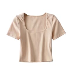 Women Square Neck Rib Crop T-shirt Short Sleeve Crop Top