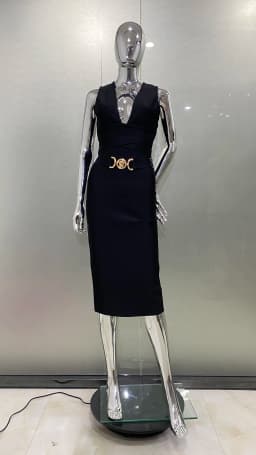 2024 Fashion Diamond Girdle Sleeveless Package Hips Midi Calf Bandage Dress Elegant Woman Evening Dress Celebrity Party Vestido