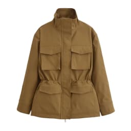 KEYANKETIAN 2024 Autumn/Winter New Women's Short Trench Coat Safari Style Pockets Decoration Zipper High Neck Blazer Outerwear