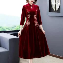 Mrs. Kuo, 300 Pounds Loose Fit, Belly Covering, Warm Gold Velvet Dress, Women's Cheongsam Dress, Improved Version, Female Trendy