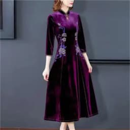 Mrs. Kuo, 300 Pounds Loose Fit, Belly Covering, Warm Gold Velvet Dress, Women's Cheongsam Dress, Improved Version, Female Trendy