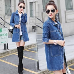 2026 New Spring Autumn Denim Windbreaker Coat 6XL Korean Slim Long-sleeve Jeans Jacket All-match Casual Female Denim Outwear Top