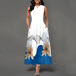Women New Loose Floral Vintage Hole Ruffles Befree Big Large Dress Large Big Summer Camis Party Elegant Maxi Dresses