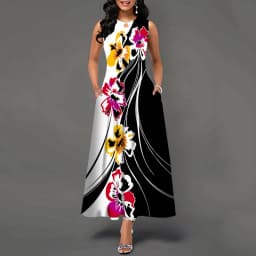 Women New Loose Floral Vintage Hole Ruffles Befree Big Large Dress Large Big Summer Camis Party Elegant Maxi Dresses