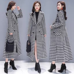 2026 Fashion Spring Plaid Woolen Jacket Ladies Clothing Elegant Slim Temperament Long Outwear Windproof Women Windbreaker Coats