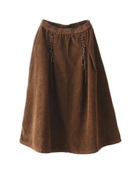 Amax luluE Chinese Fashion Winter Clothes Womens Elegant Loose Corduroy Skirts Ladies Leisure Vintage Elastic Waist Streetwear