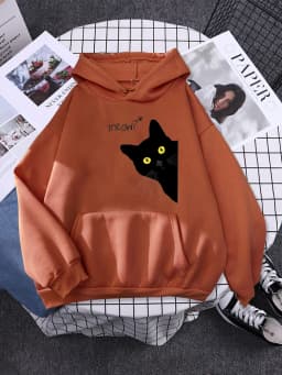 Hoody Big Black Cat Personality Print Hoodie Womens Streetwear Warm Hoodies For Girls Fashion Winter Women Sweatshirt And Hoodie