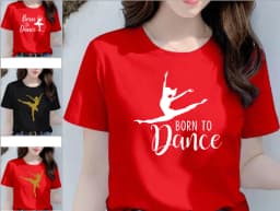 Dance Letter Print T Shirt Ballet Silhouette Monogram Print Women's T-shirt Loose Aesthetic Tops Graphic T Shirts Pro Choice