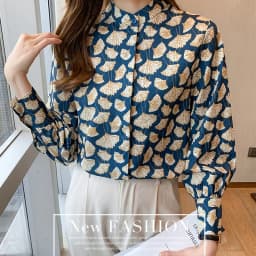 France style Women Blouses ginkgo printed ladies shirts Spring Autumn Long Sleeve Shirts Tops Blusas Mujer