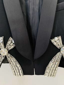 HIGH STREET Newest 2026 Designer Runway Suit Set Women's Luxurious Diamonds Beaded Short Blazer Skirt Suit