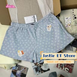 Chic Floral Print Cotton Shorts Women Summer Casual Elastic High Waist Eyelet Sweatshorts Woman Vintage Sweet Boho Shorts 2024