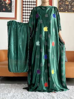 2026 African Summer Kaftan Muslim Women Dress India Caftan Traditional Wear Printed Fabric Africa Femme Maxi Casual Outfit