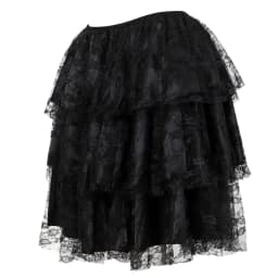 Women Gothic Sexy Floral Lace Mesh Tulle Mini Pleated Skirt Showgirl Fashion Party Dance Skirts Layered Ruffled Plus Size S-6XL