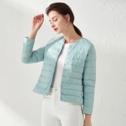 Women's Ultralight Down Liner Jacket, Collarless Packable Puffer Coat, Warm Thin Winter Layer, O-Neck Portable Padded Parka