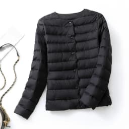 Women's Ultralight Down Liner Jacket, Collarless Packable Puffer Coat, Warm Thin Winter Layer, O-Neck Portable Padded Parka