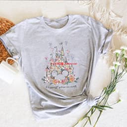 Aesthetic Floral Castle T Shirt Vintage Castle T-Shirt Happiest Place on Earth Tees Magic Tshirt Unisex Short Sleeves Tops
