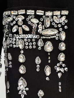 HIGH STREET Newest 2026 Designer Fashion Women's Long Sleeve Notched Collar Rhinestone Diamonds Beading Maxi Long Dress