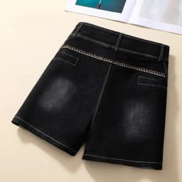 Stretch Denim Shorts Women's New Summer Thin Korean High Waist Straight Tube A-line Hot Pants Black Blue Casual Female Shorts