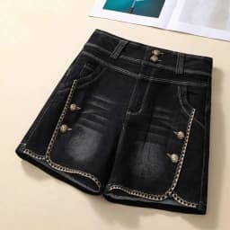 Stretch Denim Shorts Women's New Summer Thin Korean High Waist Straight Tube A-line Hot Pants Black Blue Casual Female Shorts