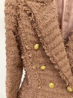 HIGH STREET Newest 2026 A/W Designer Jacket Women's Classic Lion Buttons Tassel Fringed Tweed Blazer