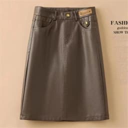 Spring Autumn Winter Leather Skirt Women New Fashion Black Brown High Waist PU A-Line Skirts Large Size S-5XL Female Midi Skirts