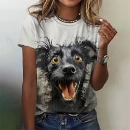 Women's Funny 3D Animal Print T Shirts Causal Short Sleeve Tops Girls Kawaii Clothes Female Fashion Cat Dog Pattern Tees Ladies