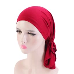 Elastic Women Modal Cotton Ruffle Turban Caps Muslim Headscarf Bonnet Pre-Tied Hijab Headwrap Cap Soft Lady Hair Loss Chemo Cap