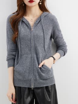 Hooded Sweatshirt Cardigan Fashion Womens Clothing Cardigans Zip Hoodie Fall Winter 100% Merino Wool Warm Sweaters Knitwears y2k