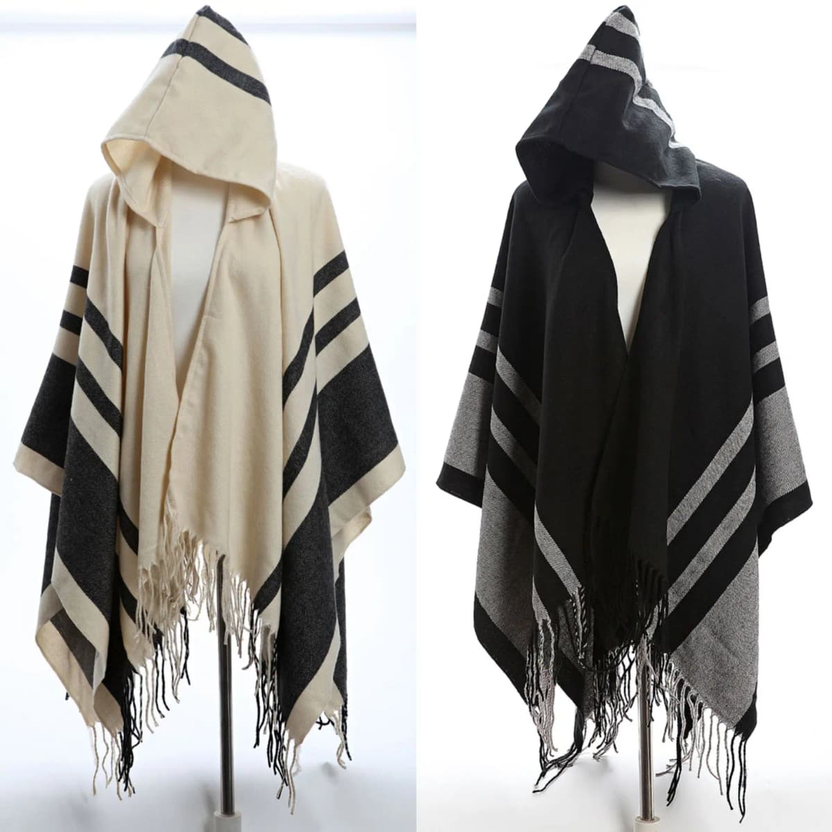 Women Cloak Hooded Sweaters Knit Batwing Top Poncho With Hood Cape Coat Tassel Sweater Outwear Leasure Style Clothes