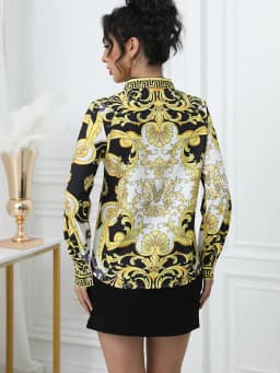 Fashion France Style Ladies Shirts New Elegant Women Blouses Fashion Printed Long Sleeve Button-Down Tops Blusa Mujer