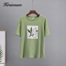 Hirsionsan 2023 Abstract Simple Printed T Shirt Women Oversized Harajuku Cotton Graphic Tee Summer Short Sleeves Female Tops