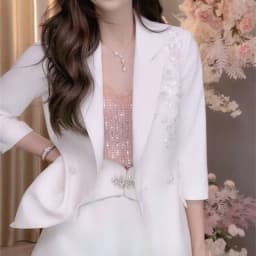 Summer 3D Carved Flowers Embroidery Sequined Blazers Coat Beaded Suit Jacket Half Sleeve Turn Down Collar OL Cardigan Slim Tops