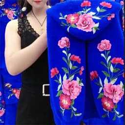 Women's Autumn And Winter Online Celebrity Explosions Embroidered Flowers Chinese Style Mink Wool Hooded Elastic Cardigan Coat