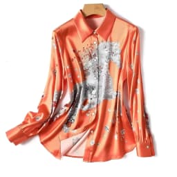 FANIECES Plus Size 3XL Giraffe Print Women Shirts Long Sleeve Lapel Satin Blouse Spring Female Tops Elegant Office Ladies Blusas
