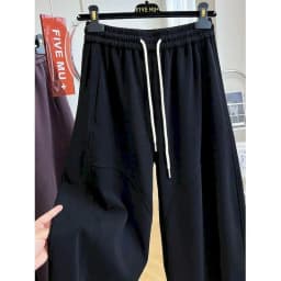 Solid Lantern Pants Women Vintage Trousers Korean Style Casual Vintage Elastic Waist Drawstring Loose Streetwear Women Clothing