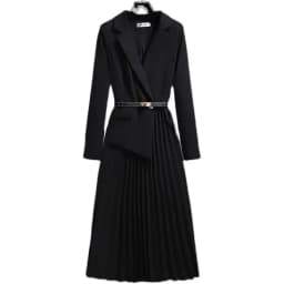 Spring Autumn Women's Dresses 2026 New Fashion Suit Collar Stitching Fake Two-Piece Elegant Lady Office Long Dress Vestidos