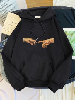 Hoodies Women's Two Hands And a Cigarette Graphic Print Hoodiest Thirteen Colors Harajukua Style Casual Top Women Street Style